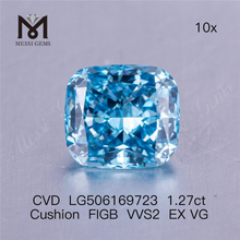 1,27 ct FIG blå pude udskårne VVS Lab-diamanter 6,55 x 5,93 x 3,97 mm
