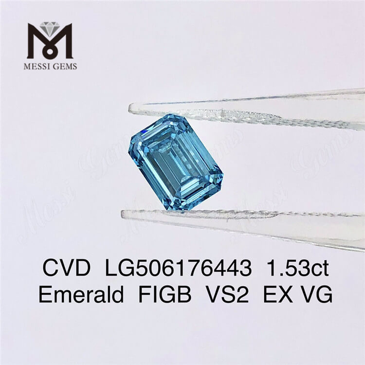 1,53 ct Emerald Cut lab dyrket diamant Blå diamant engrospris
