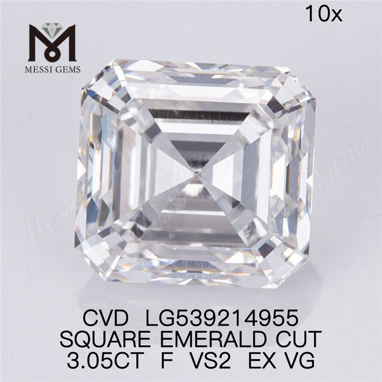 3.05ct F vs2 billig løs lab diamant asscher cut lab dyrket diamant