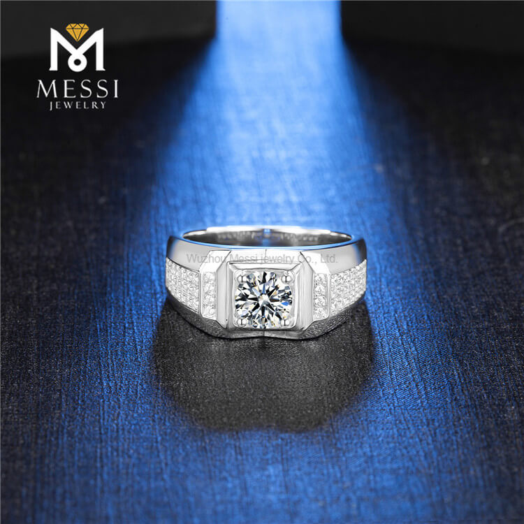 Nyt design engrospris Sterling sølv 925 smykker Moissanite mand ringe til bryllup