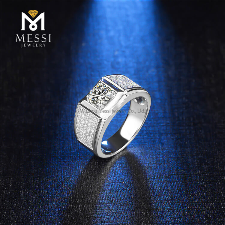 925 Sterling Sølv smykker Man Ring i Sølv Bedste kvalitet Moissanite Ringe til Man