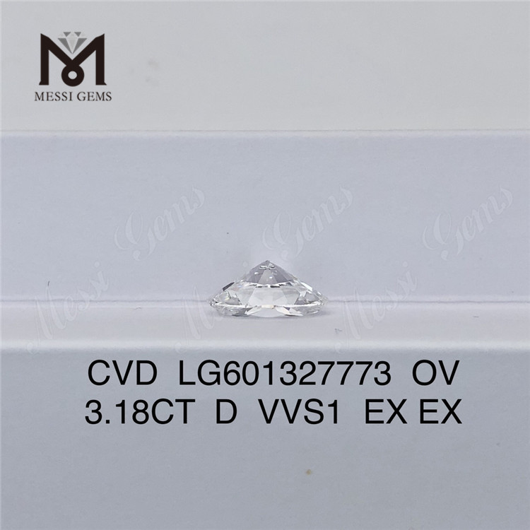 3.18CT D VVS1 oval cvd laboratoriediamant LG601327773丨Messigems