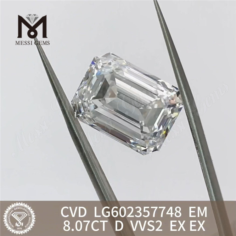8.07CT D VVS2 EX EX 8 karat EM cvd laboratoriedyrkede diamanter CVD LG602357748
