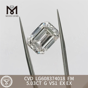 5.03CT G VS1 Emerald cut syntetiske diamanter online Sparkle with Confidence丨Messigems CVD LG608374018