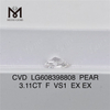 3.11CT F VS1 PEAR Cvd Loose Diamond Bæredygtig elegance for designere丨Messigems CVD LG608398808