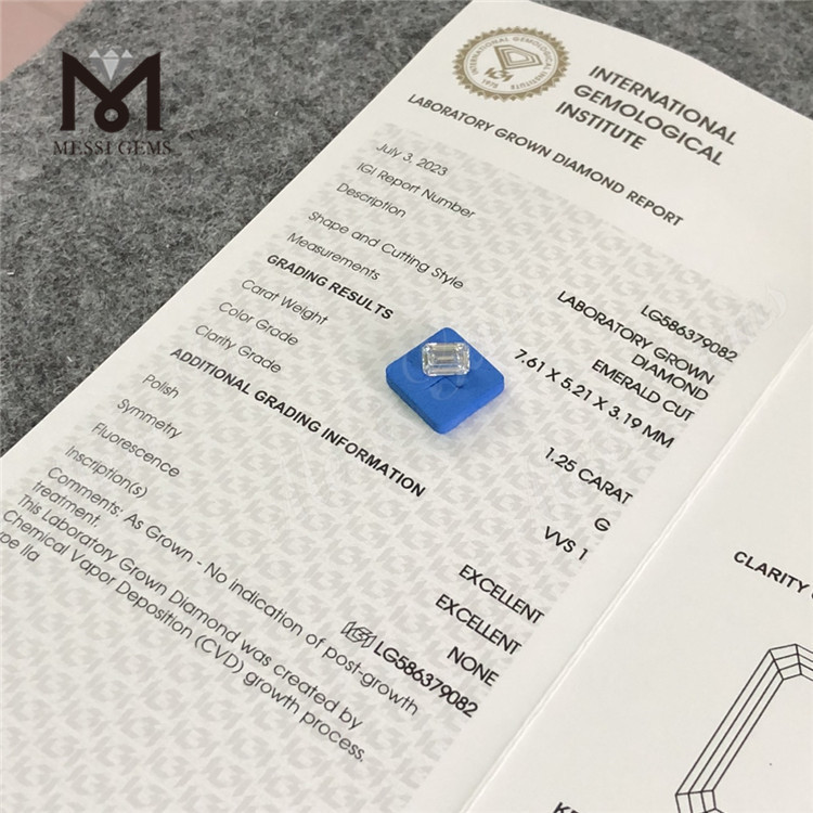 1.25CT G VVS1 CVD smaragd igi-diamant Certificerende Excellence丨Messigems LG586379082 