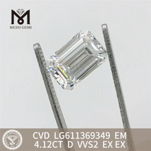 4.12CT D smaragdslebne 4kt løst fremstillede diamanter VVS2 LG611369349丨Messigems