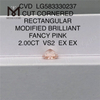 2.00CT VS2 EX EX CUT REKTANGULÆR FANCY PINK Lab Grown Pink Diamond CVD LG583330237