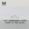 3.34CT E VS2 PS kemisk dampaflejringsdiamant til alle dine smykkerbehov LG6063263
