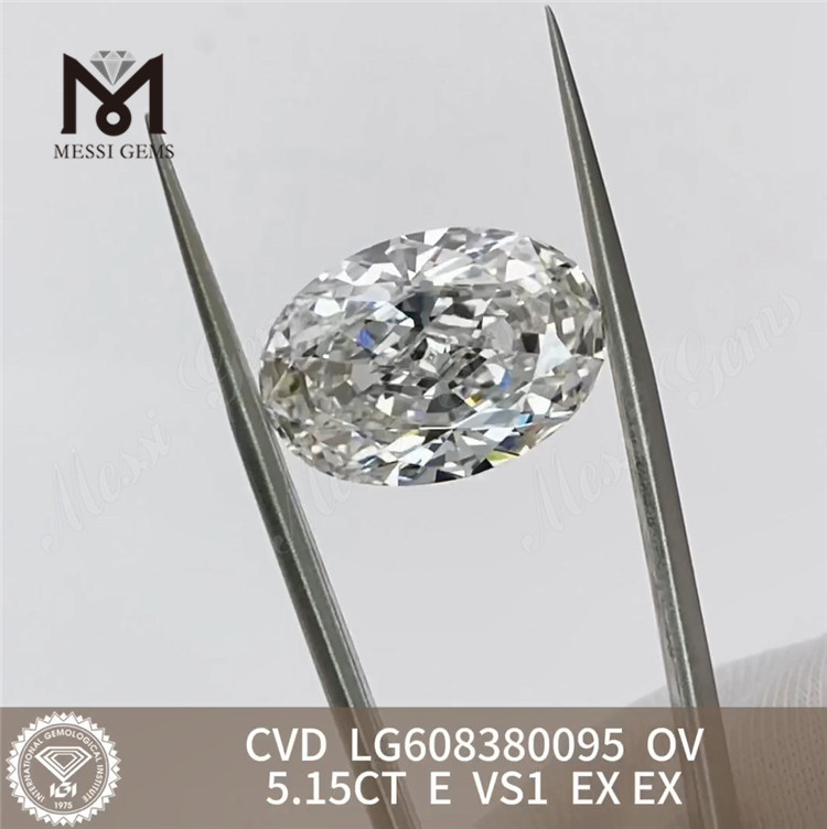 5 karat diamantcertifikat igi OV E VS1 til forhandlere CVD LG608380095丨Messigems 