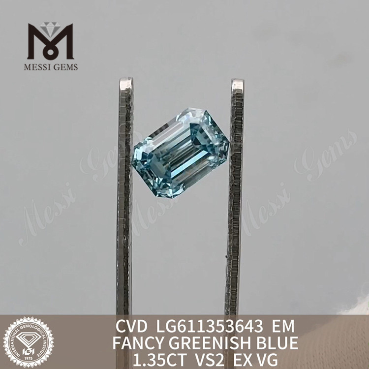 1.35CT EM VS2 FANCY GREENISH BLUE igi-certificerede laboratoriedyrkede diamanter丨Messigems LG611353643 