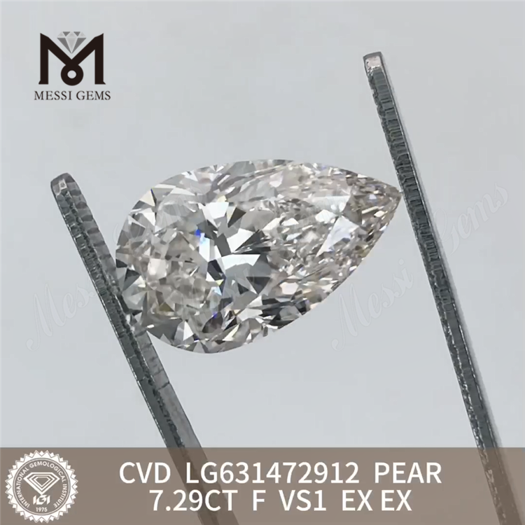 7.29CT F Pære laboratoriedyrket diamant VS1 EX EX CVD LG631472912丨Messigems