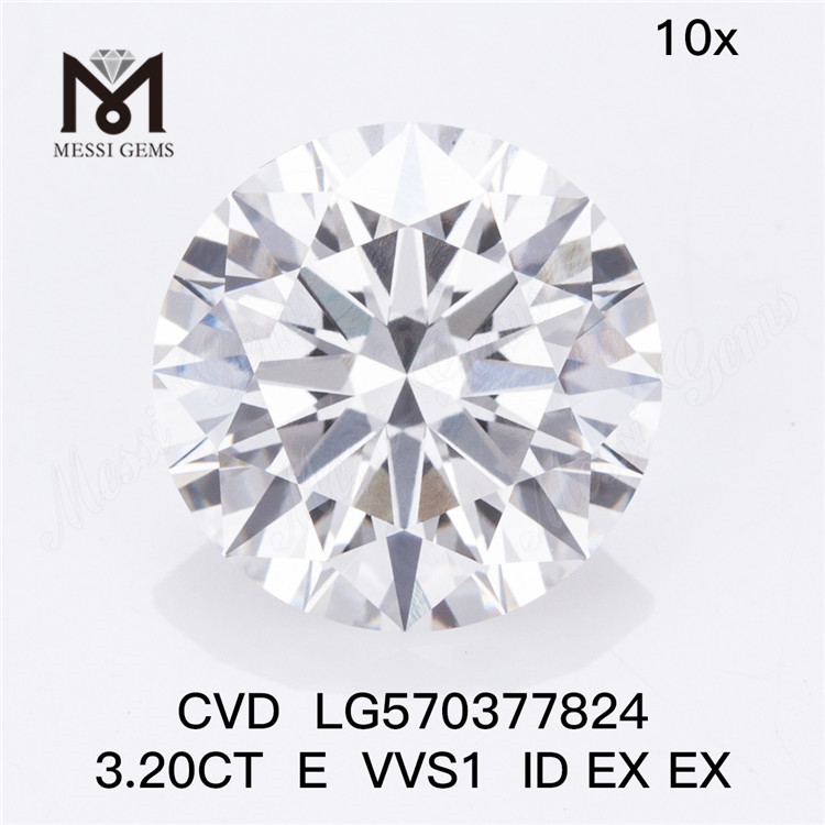 3.20CT E VVS1 ID EX EX 3 karat syntetisk diamant