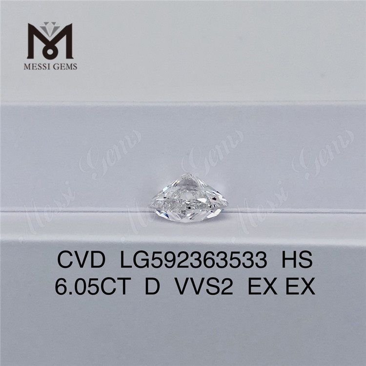 6.05CT D VVS2 EX EX CVD Diamonds HS Din partner til bulk videresalg CVD LG592363533丨Messigems