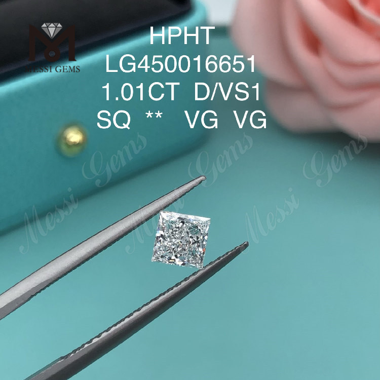 1,01 karat D VS1 HPHT laboratoriedyrkede diamanter PRINCESS CUT