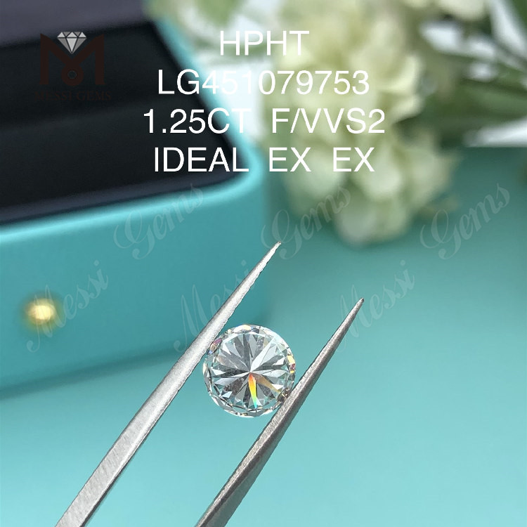 1.25ct F VVS2 RD IDEAL Cut Grade laboratoriediamanter HPHT diamant til salg
