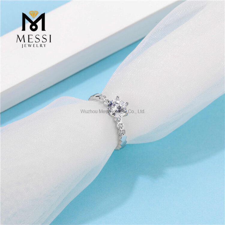 høj kvalitet 925 sterlingsølv 14k hvidguld belægning DEF moissanite smykker forlovelsesring