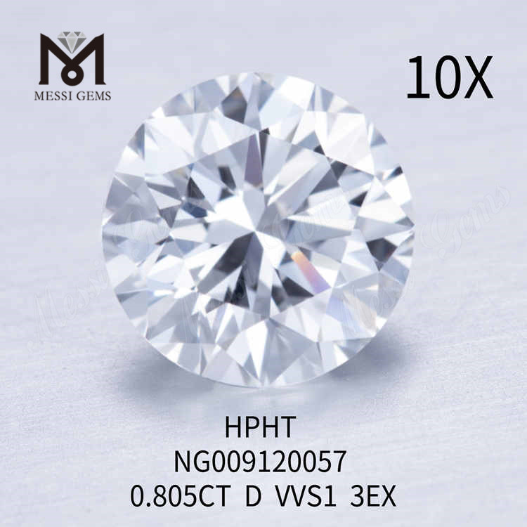 0.805CT VVS1 rund løs lab lavet diamant 3EX D