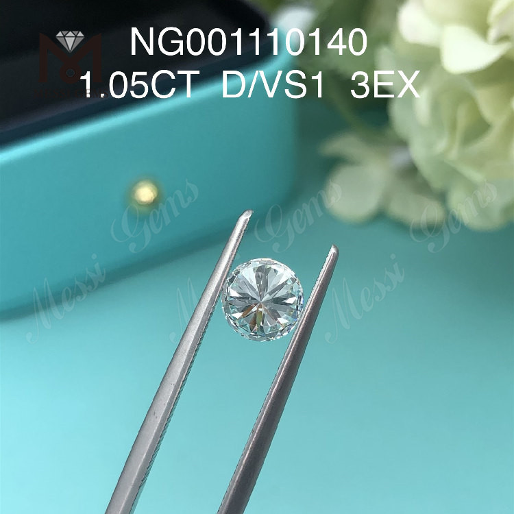 1,05 ct D rund VS1 EX Cut Grade NGIC-certificerede lab-skabte diamanter