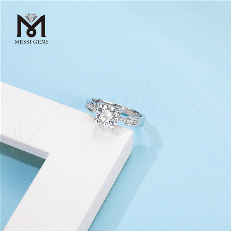 Wuzhou Fabrikspris Ringe Producent 925 Sterling Sølv Ring 1ct Moissanite diamantring
