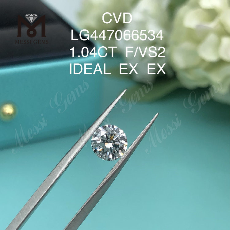 1,04 karat F VS2 Rund BRILLIANT IDEAL Slebne kunstigt fremstillede diamanter