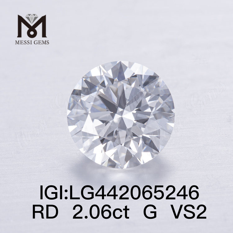 2.06ct G VS2 Round Cut EX 2 karat lab diamant pris