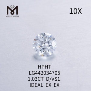 1,03 karat D VS1 IDEAL EX EX Rund lab dyrket diamant