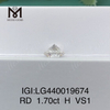 1,70 karat H VS1 IDEAL Rund laboratoriedyrket diamant pris pr. karat