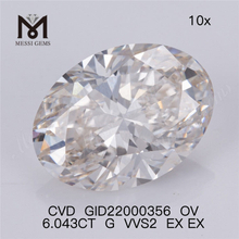 6.043ct G vvs løs laboratoriediamant engrospris oval form største syntetiske diamant IGI