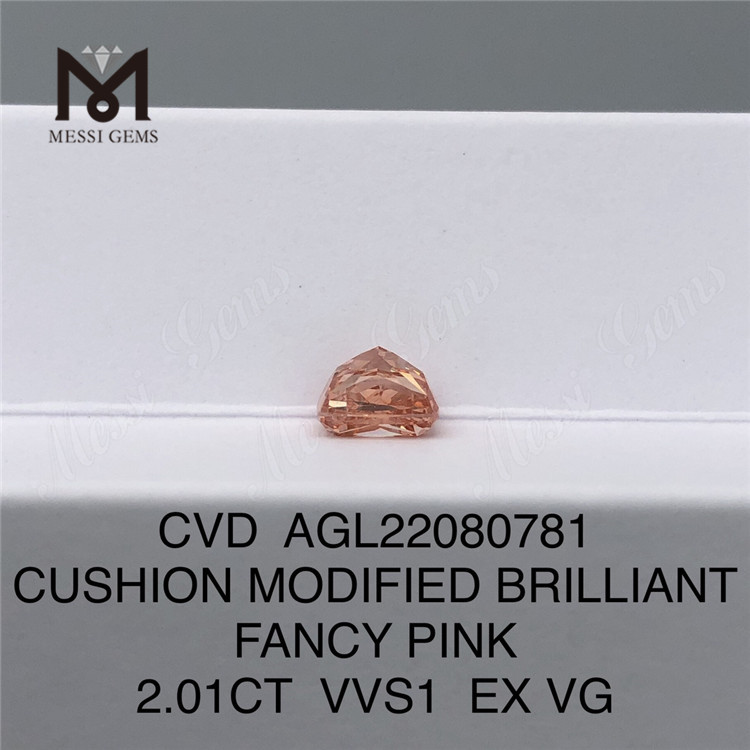 2.01CT PUDE MODIFICERET BRILLIANT FANCY PINK VVS1 EX VG CVD laboratoriediamant AGL22080781