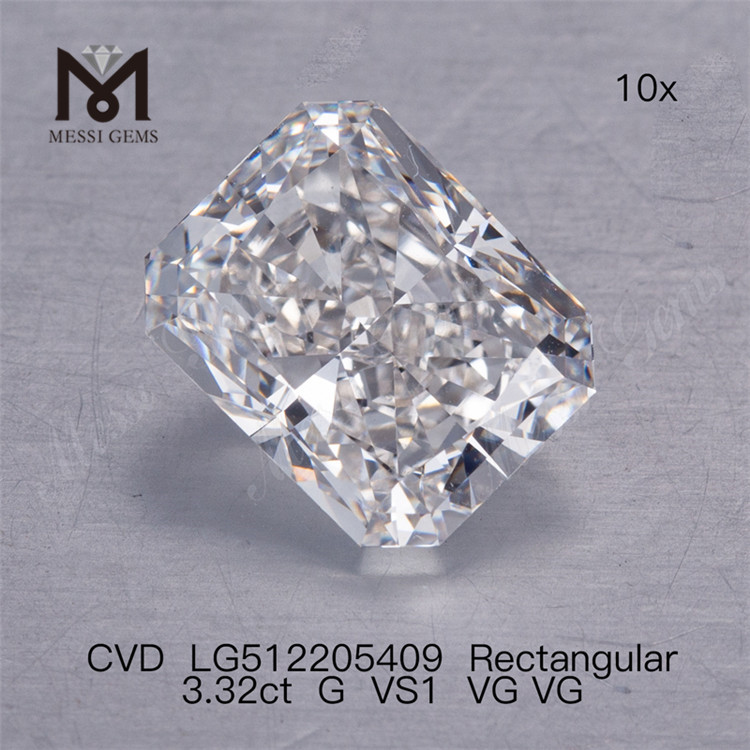3.32CT G VS cvd Lab Grown Diamond RECTANGULAR IGI-certifikat laboratoriediamant