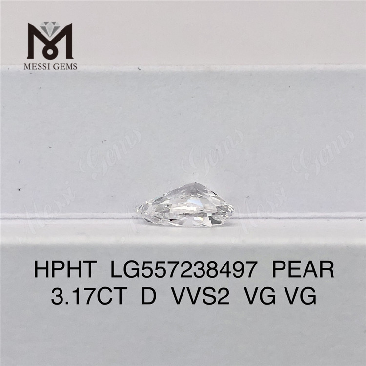 3.17CT D VVS2 VG VG PEAR lab dyrket diamant HPHT
