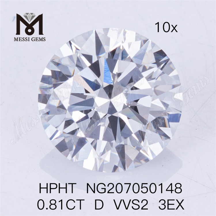 HPHT 0.81CT D VVS2 3EX RD Lab dyrkede diamanter