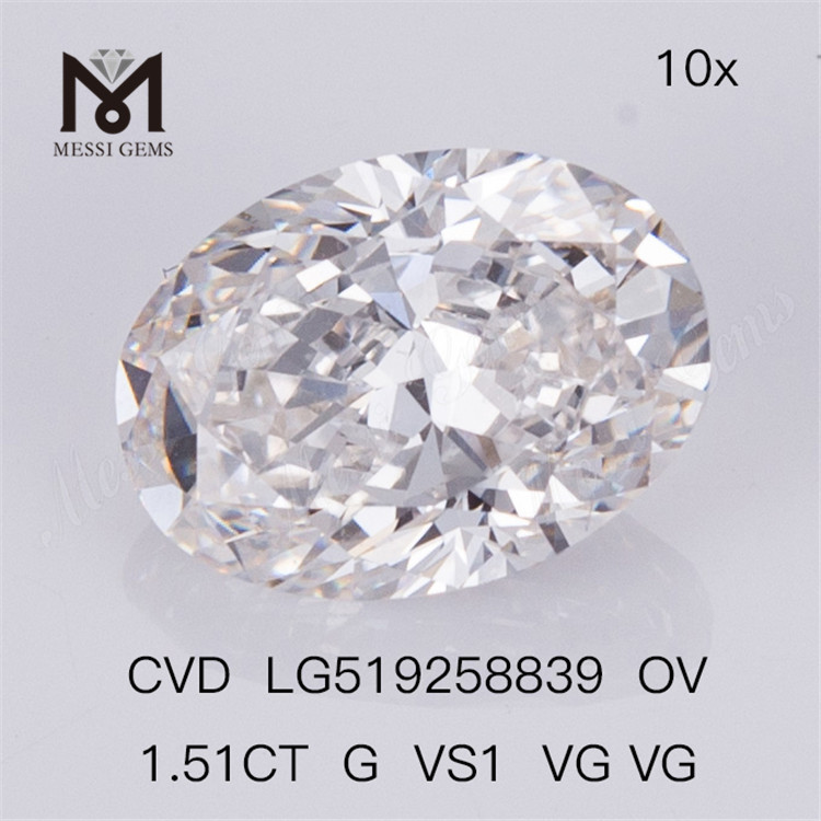 1.51ct G VS1 OVAL VG VG CVD laboratoriedyrket diamant