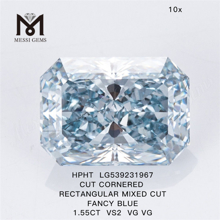 1,55 karat blå HPHT diamant engros REKTANGULÆRE HPHT blå laboratoriediamanter