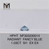 1.03CT SI1 RADIANT FANCY BLUE 1kt laboratoriedyrket diamant HPHT NF303230014