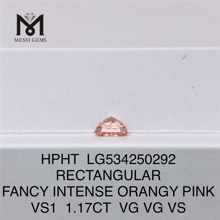 1,17 karat rektangulære syntetiske diamanter Pink farve HPHT Orange Pink løse laboratoriediamanter LG534250292