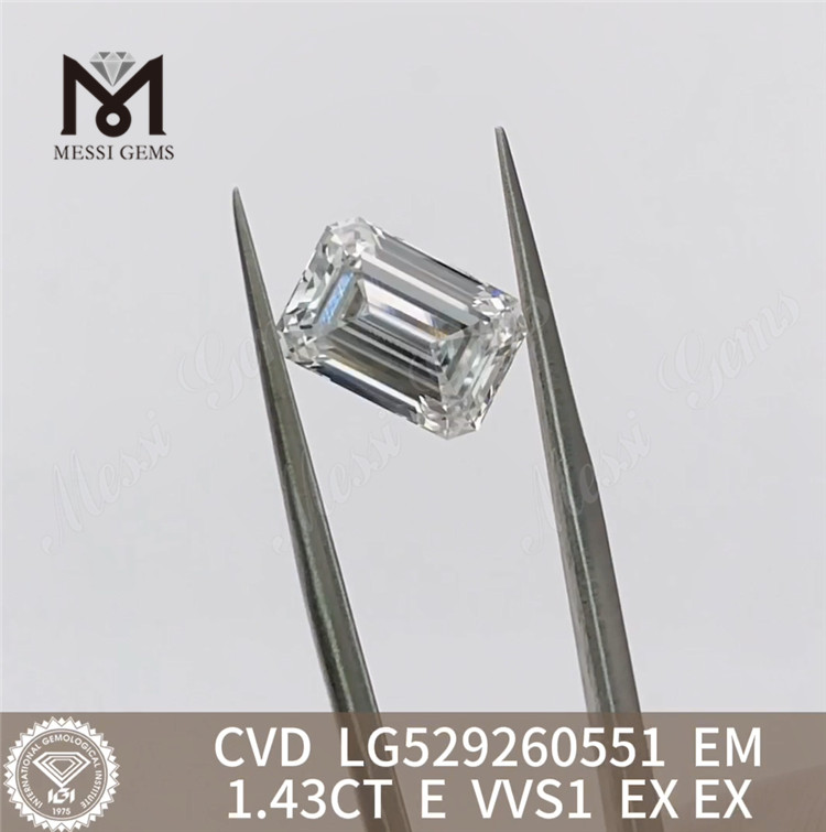 1.43CT E smaragdform IGI-graderede diamanter VVS1 til karakteristiske design丨Messigems CVD LG529260551