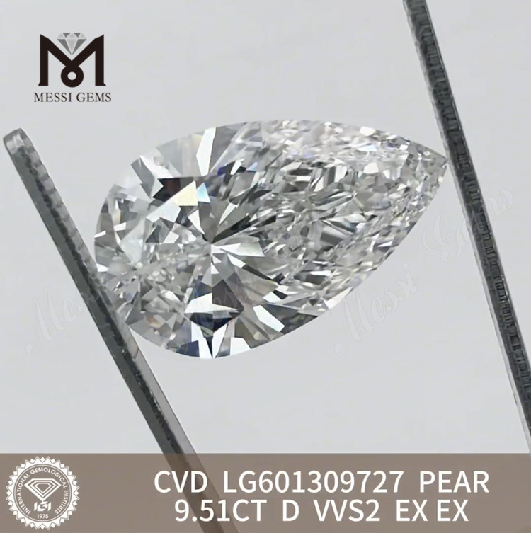 9.51CT D VVS2 PEAR CVD cvd løsdyrket diamant LG601309727 