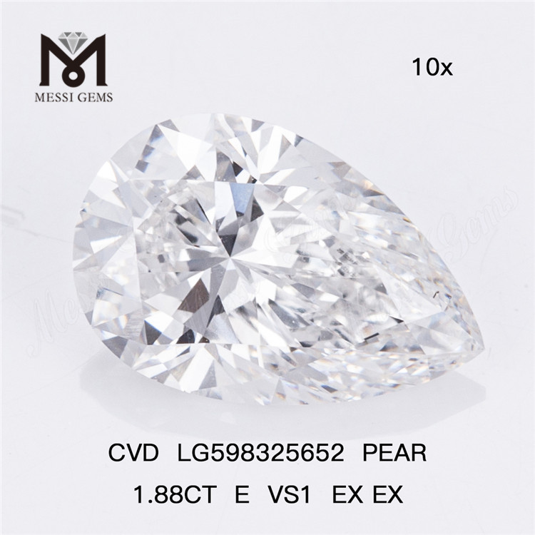 1.88CT E VS1 EX EX PEAR Lab Diamonds Uovertruffen renhed og glans CVD LG598325652丨Messigems