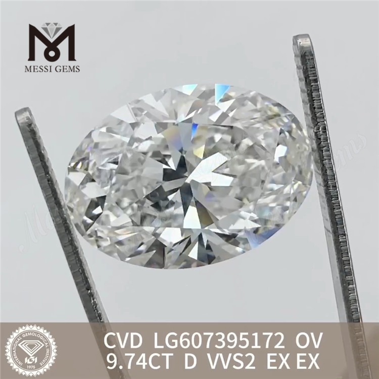 9.74CT D VVS2 OV store laboratorium skabte diamanter CVD LG607395172丨Messigems