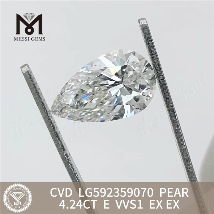 4.24CT pæreskårne IGI Diamond E VVS1 EX EX CVD LG592359070丨Messigems
