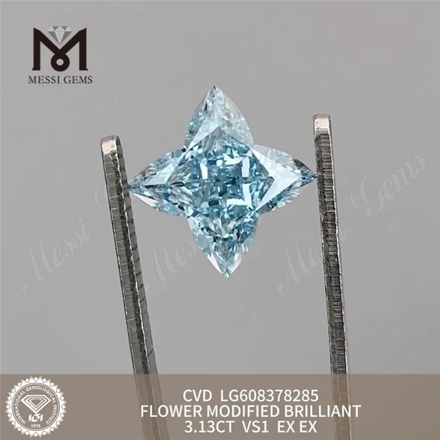 3.13ct VS1 Blue Flower Lab Made Diamond CVD LG608378285