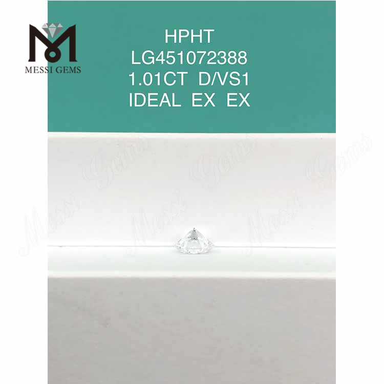 1,01 ct D VS1 rund IDEL Cut Grade laboratoriedyrket diamant HPHT