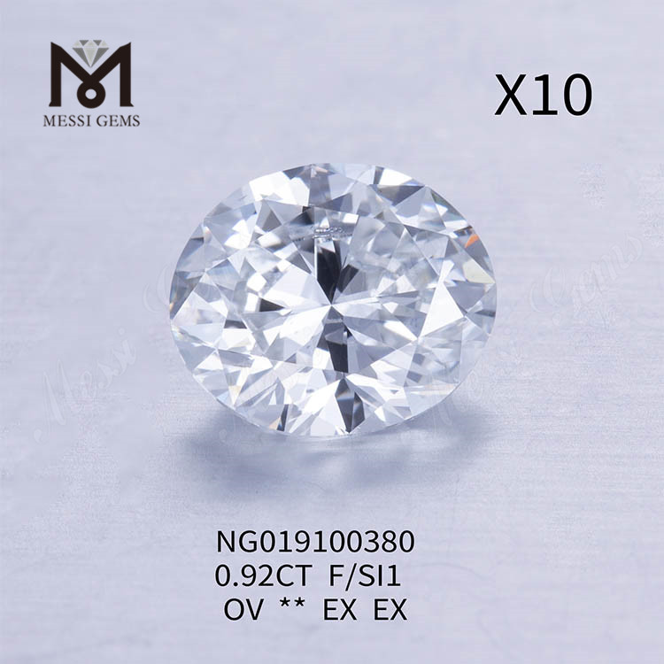 0.92ct F OVAL Løs ædelsten syntetisk diamant SI1