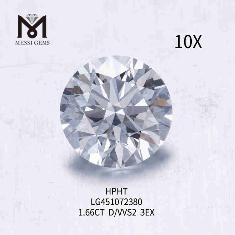 1.66ct D/VVS rundslebet laboratoriedyrket diamant 3EX