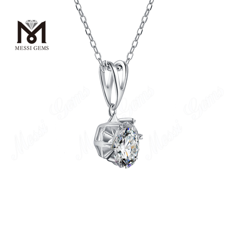 Messi Gems 1 karat Moissanite Diamond 925 sterlingsølv vedhæng til kvinder