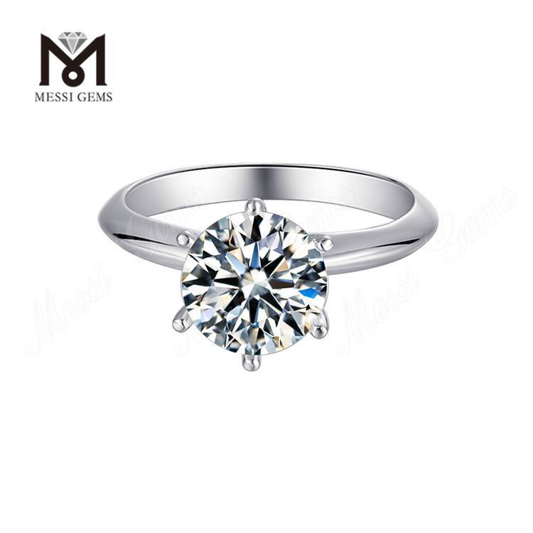 Messi Gems sterling sølv 925 ring smykker 14 karat guldbelægning kvinde gave 3 karat moissanite diamantring