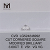 3.60CT CVD SQ E VS1 VG VG lab diamantbutik Fabrikspris