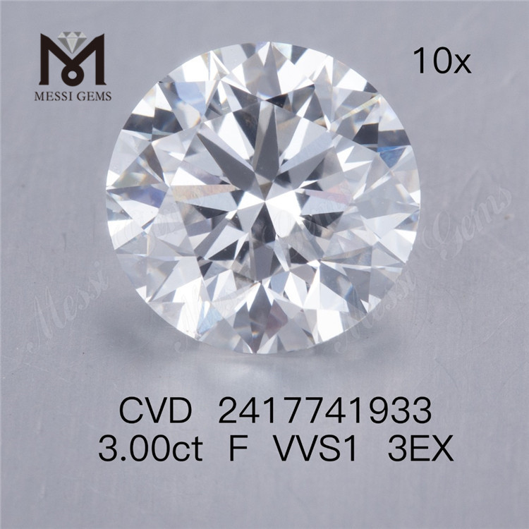 3CT F lab diamant 3EX rund form cvd lab dyrket diamant til salg